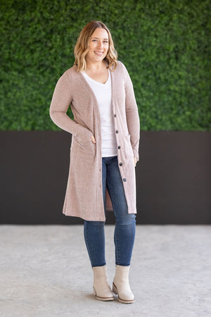 Colbie Ribbed Cardigan - Neutral Pink by Michelle Mae