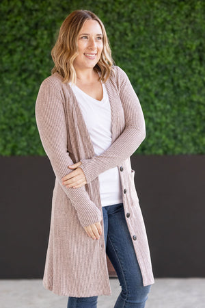 Colbie Ribbed Cardigan - Neutral Pink by Michelle Mae