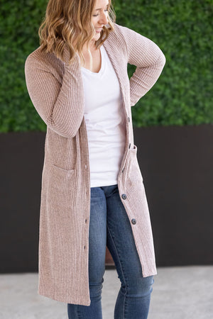 Colbie Ribbed Cardigan - Neutral Pink by Michelle Mae