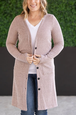 Colbie Ribbed Cardigan - Neutral Pink by Michelle Mae