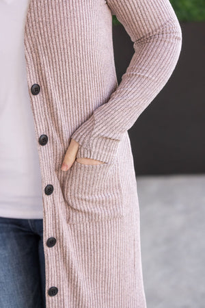 Colbie Ribbed Cardigan - Neutral Pink by Michelle Mae