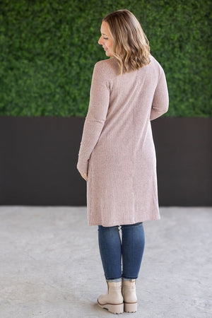 Colbie Ribbed Cardigan - Neutral Pink by Michelle Mae