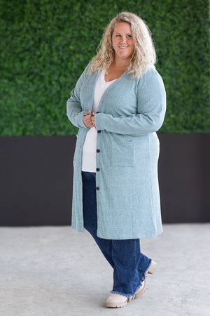 Colbie Ribbed Cardigan - Dusty Blue by Michelle Mae