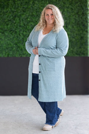 Colbie Ribbed Cardigan - Dusty Blue by Michelle Mae