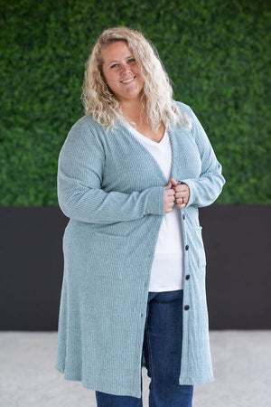 Colbie Ribbed Cardigan - Dusty Blue by Michelle Mae