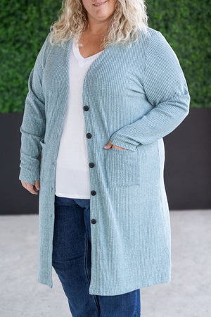 Colbie Ribbed Cardigan - Dusty Blue by Michelle Mae