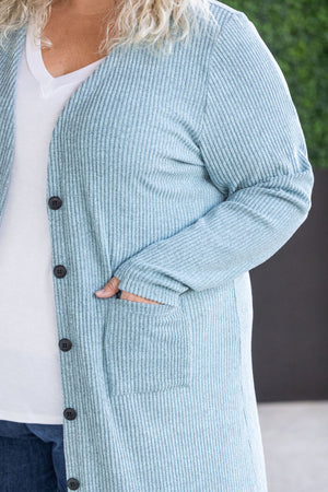 Colbie Ribbed Cardigan - Dusty Blue by Michelle Mae