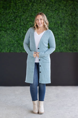 Colbie Ribbed Cardigan - Dusty Blue by Michelle Mae