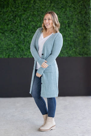 Colbie Ribbed Cardigan - Dusty Blue by Michelle Mae