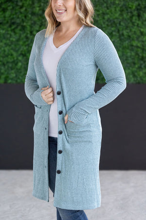 Colbie Ribbed Cardigan - Dusty Blue by Michelle Mae