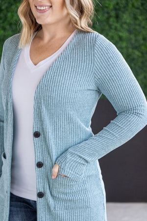 Colbie Ribbed Cardigan - Dusty Blue by Michelle Mae