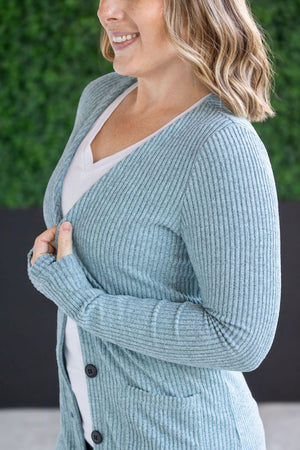 Colbie Ribbed Cardigan - Dusty Blue by Michelle Mae