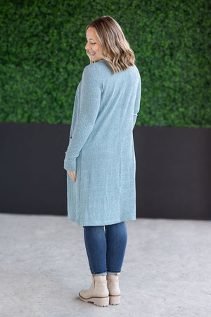 Colbie Ribbed Cardigan - Dusty Blue by Michelle Mae