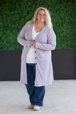 Colbie Ribbed Cardigan - Lavender by Michelle Mae