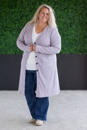 Colbie Ribbed Cardigan - Lavender by Michelle Mae