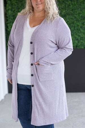 Colbie Ribbed Cardigan - Lavender by Michelle Mae