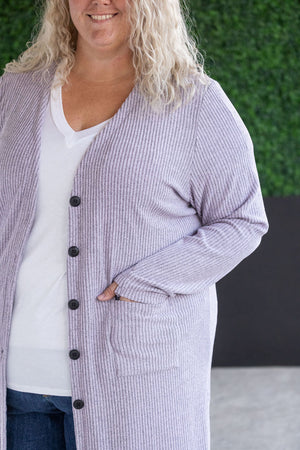 Colbie Ribbed Cardigan - Lavender by Michelle Mae