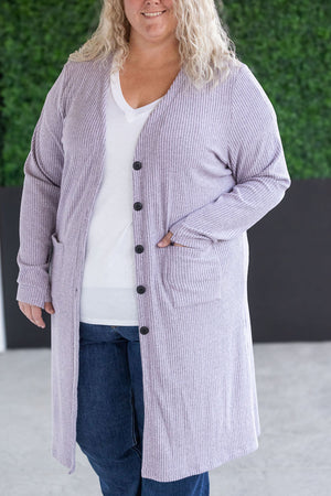 Colbie Ribbed Cardigan - Lavender by Michelle Mae