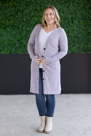 Colbie Ribbed Cardigan - Lavender by Michelle Mae