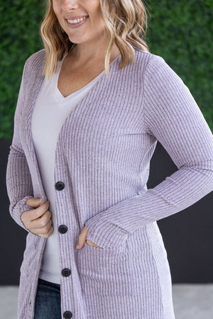 Colbie Ribbed Cardigan - Lavender by Michelle Mae