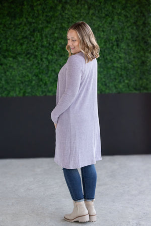 Colbie Ribbed Cardigan - Lavender by Michelle Mae