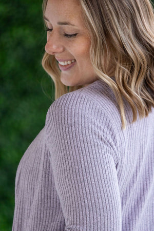 Colbie Ribbed Cardigan - Lavender by Michelle Mae