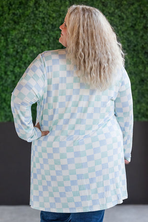 Classic Cardigan - Blue and Mint Checker bu Michelle Mae