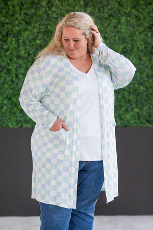 Classic Cardigan - Blue and Mint Checker bu Michelle Mae