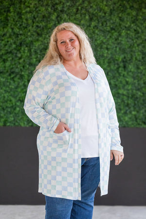 Classic Cardigan - Blue and Mint Checker bu Michelle Mae