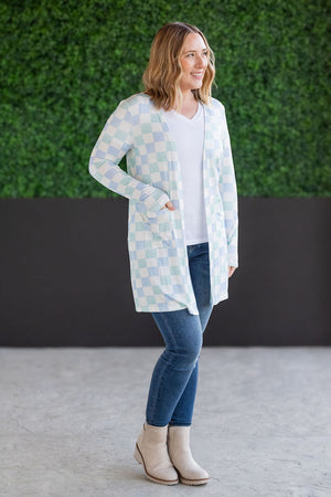 Classic Cardigan - Blue and Mint Checker bu Michelle Mae