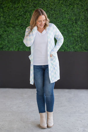 Classic Cardigan - Blue and Mint Checker bu Michelle Mae