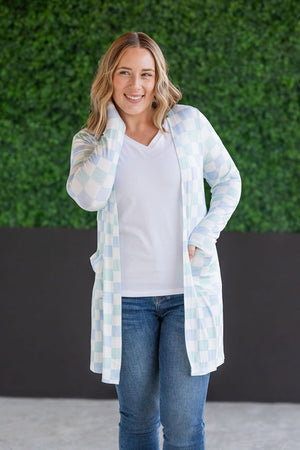 Classic Cardigan - Blue and Mint Checker bu Michelle Mae