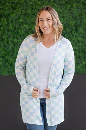 Classic Cardigan - Blue and Mint Checker bu Michelle Mae