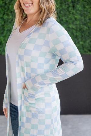 Classic Cardigan - Blue and Mint Checker bu Michelle Mae