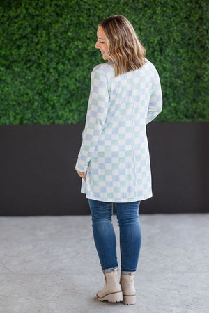 Classic Cardigan - Blue and Mint Checker bu Michelle Mae