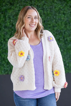 Flower Cardigan - Ivory by Michelle Mae