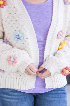 Flower Cardigan - Ivory by Michelle Mae