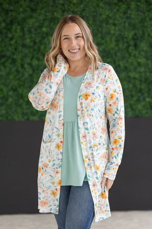 Classic Cardigan - Watercolor Floral by Michelle Mae