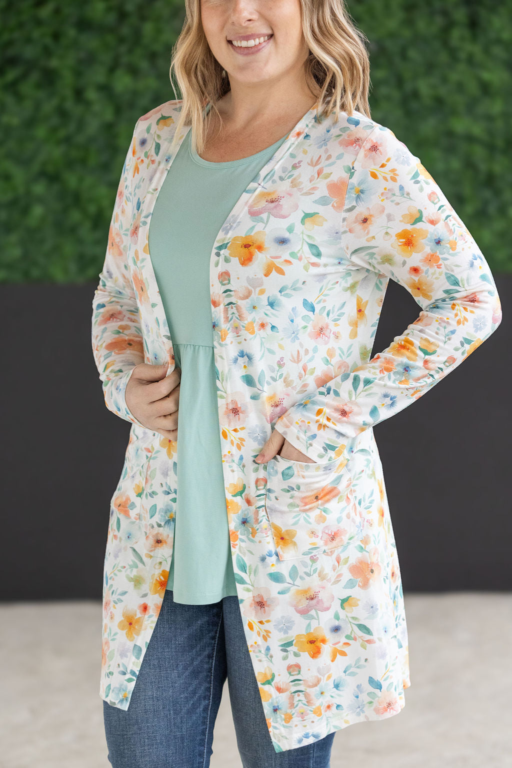 Classic Cardigan - Watercolor Floral by Michelle Mae