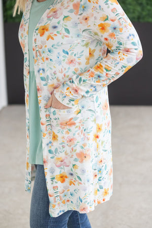 Classic Cardigan - Watercolor Floral by Michelle Mae