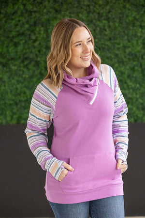 Zoey ZipCowl Sweatshirt - Mauve and Stripes by Michelle Mae