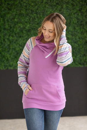 Zoey ZipCowl Sweatshirt - Mauve and Stripes by Michelle Mae