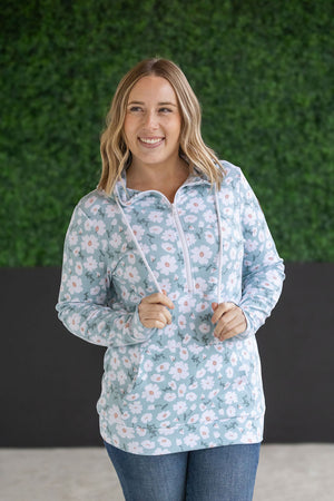 HalfZip Hoodie - Green Floral by Michelle Mae