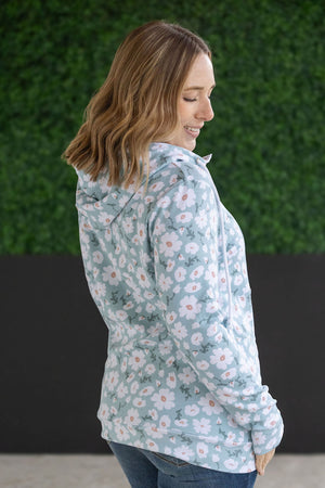 HalfZip Hoodie - Green Floral by Michelle Mae