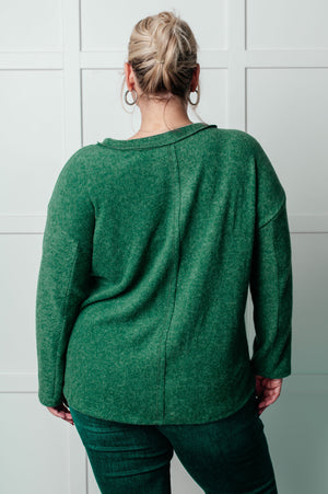 Zenana Simple Silhouette Brushed Hacci Sweater in Dark Green