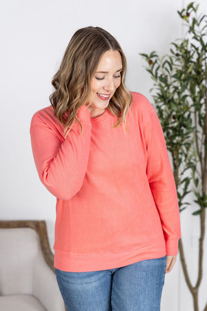 Corrine Ribbed Pullover Top - Coral by Michelle Mae