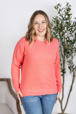 Corrine Ribbed Pullover Top - Coral by Michelle Mae