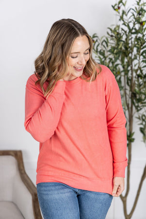 Corrine Ribbed Pullover Top - Coral by Michelle Mae