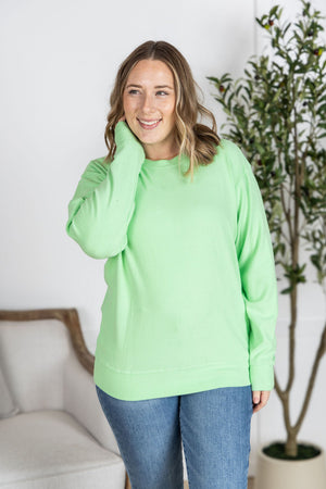 Corrine Ribbed Pullover Top - Lime by Michelle Mae