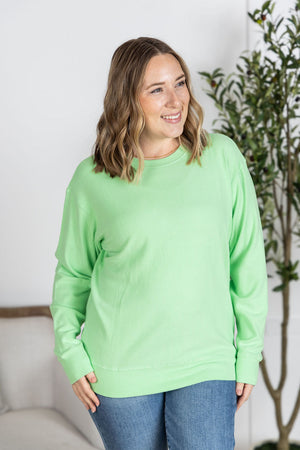 Corrine Ribbed Pullover Top - Lime by Michelle Mae